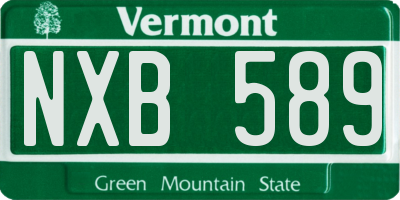 VT license plate NXB589