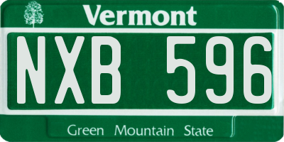 VT license plate NXB596