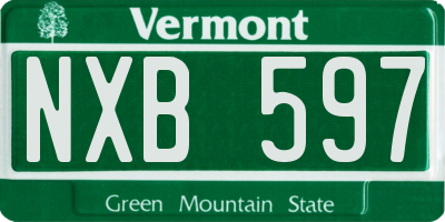 VT license plate NXB597