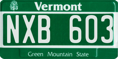 VT license plate NXB603