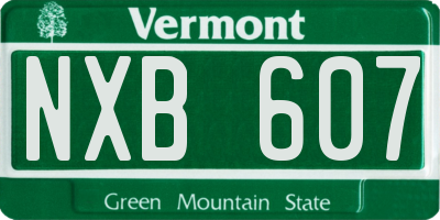 VT license plate NXB607