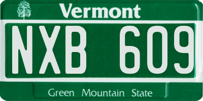 VT license plate NXB609
