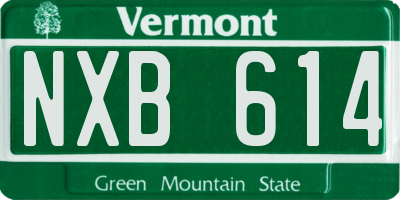 VT license plate NXB614