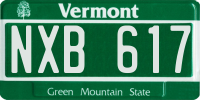 VT license plate NXB617