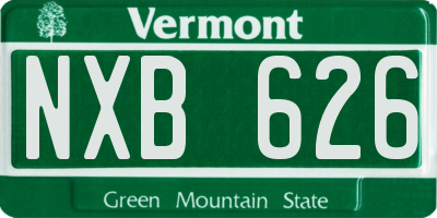 VT license plate NXB626