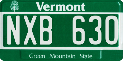 VT license plate NXB630