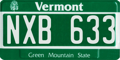 VT license plate NXB633