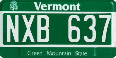 VT license plate NXB637