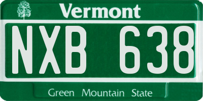 VT license plate NXB638