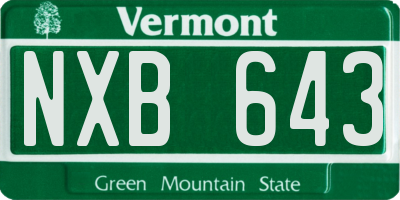 VT license plate NXB643