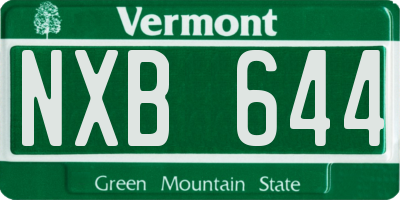VT license plate NXB644