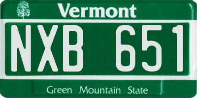 VT license plate NXB651