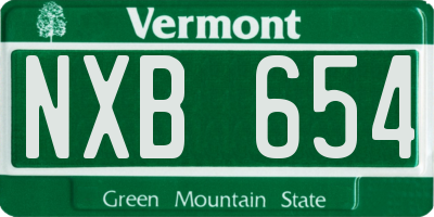 VT license plate NXB654