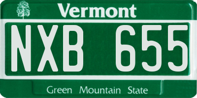 VT license plate NXB655
