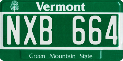 VT license plate NXB664