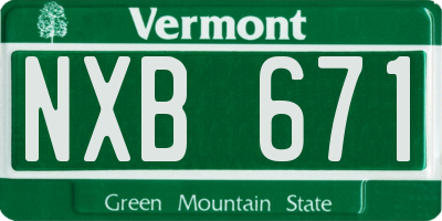 VT license plate NXB671