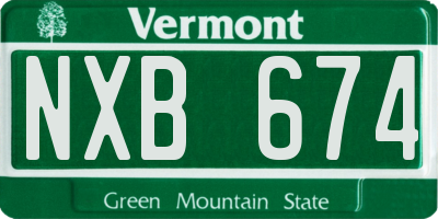 VT license plate NXB674