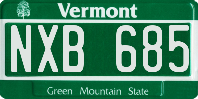 VT license plate NXB685