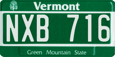VT license plate NXB716