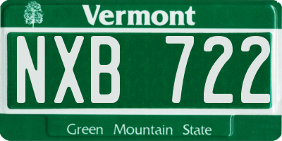 VT license plate NXB722