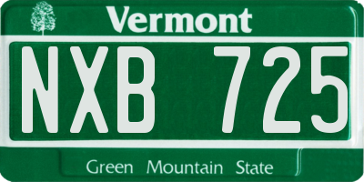 VT license plate NXB725