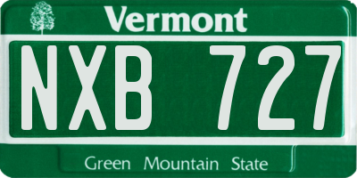 VT license plate NXB727