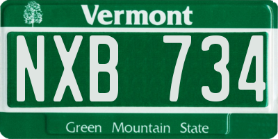 VT license plate NXB734