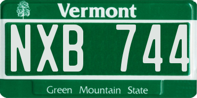 VT license plate NXB744