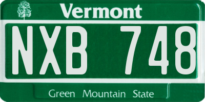 VT license plate NXB748