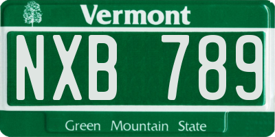 VT license plate NXB789