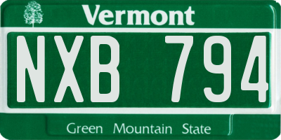 VT license plate NXB794