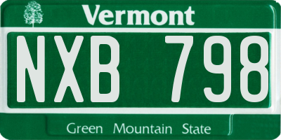 VT license plate NXB798