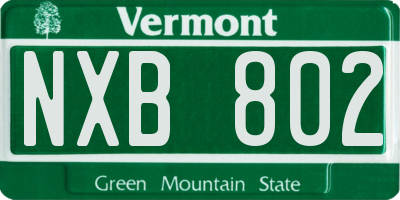 VT license plate NXB802