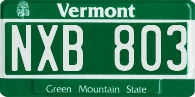 VT license plate NXB803