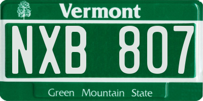 VT license plate NXB807