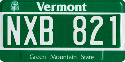 VT license plate NXB821