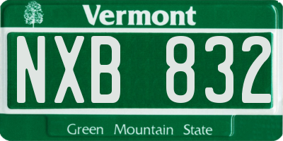 VT license plate NXB832
