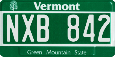 VT license plate NXB842