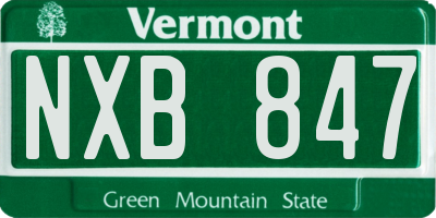 VT license plate NXB847