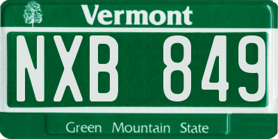 VT license plate NXB849