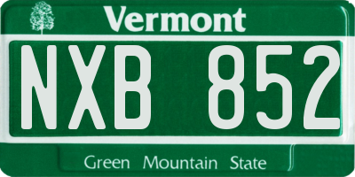 VT license plate NXB852