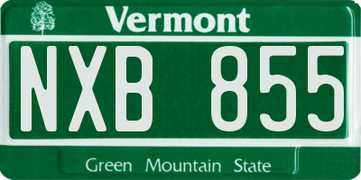 VT license plate NXB855