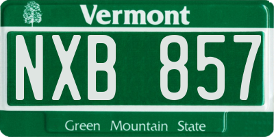VT license plate NXB857
