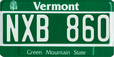 VT license plate NXB860