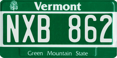 VT license plate NXB862