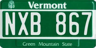 VT license plate NXB867