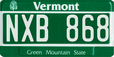 VT license plate NXB868