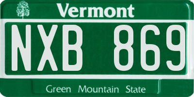 VT license plate NXB869
