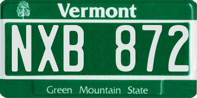 VT license plate NXB872