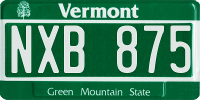 VT license plate NXB875